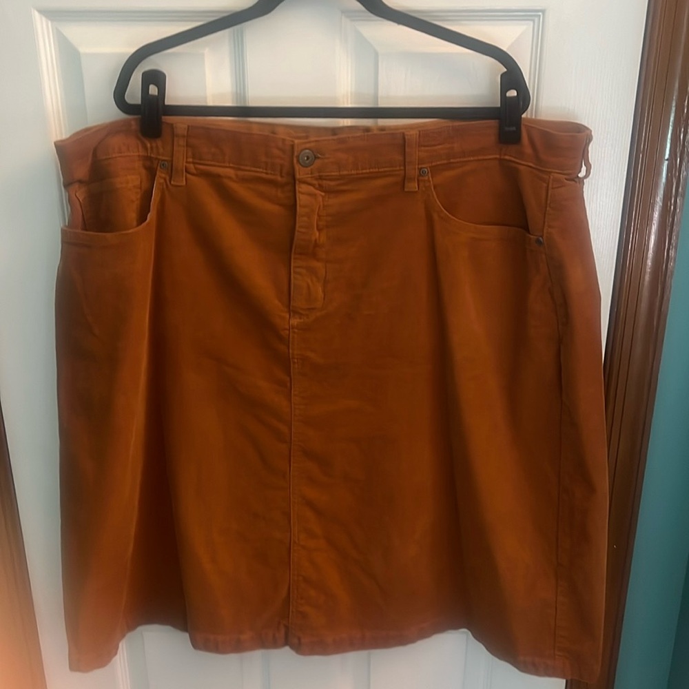Size 22 Rust Corduroy Skirt Knee-Length